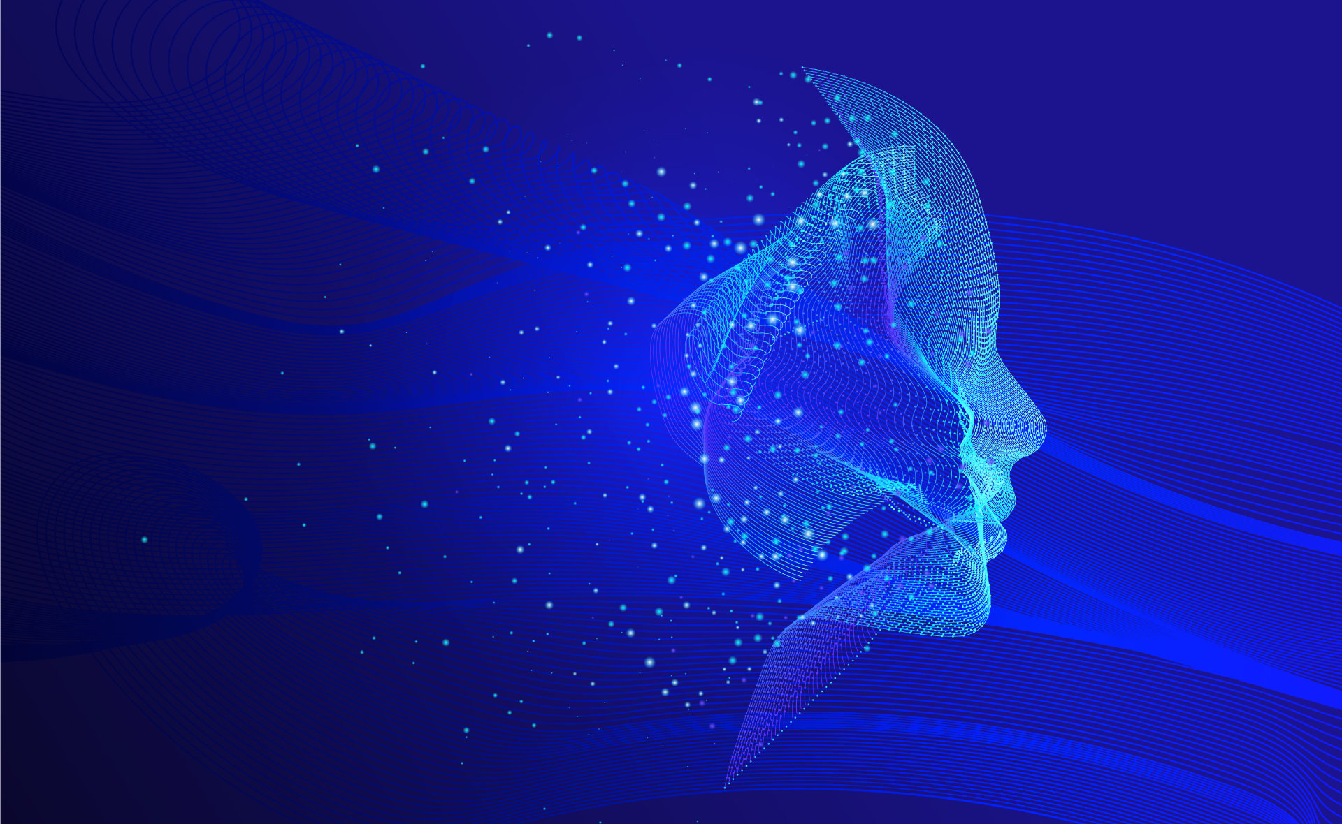 stylised face in profile made up with waveforms