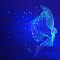 stylised face in profile made up with waveforms